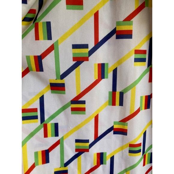 Vintage Yellow Geometric MAXI Dress w/ Attached Belt - M-L - Picture 3 of 8